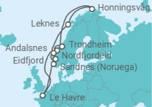 Itinéraire -  Soleil de Minuit et Fjords de Norvège - CFC Compagnie Française de Croisières