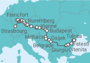 Itinéraire -  Croisière transeuropéenne, 3 fleuves, le Rhin, le Main et le DanubeDe lEurope Occidentale à lEurope  - CroisiEurope