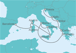 Itinéraire -  De Barcelone à Trieste (Italie) - Cunard