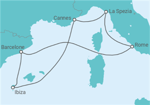 Itinéraire -  Italie, France, Espagne - Virgin Voyages