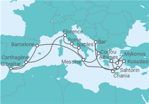 Itinéraire -  Grèce, Monténégro, Italie, Espagne, Gibraltar, Turquie - Princess Cruises