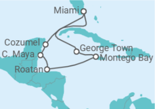 Itinéraire -  Îles Caïmans, Honduras, Mexique - Cunard