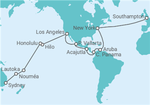 Itinéraire -  Tour du Monde - Cunard