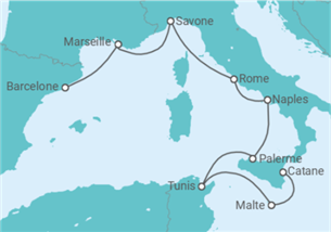 Itinéraire -  France, Italie, Tunisie, Malte - Costa Croisières