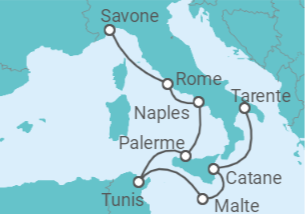 Itinéraire -  Italie, Tunisie, Malte - Costa Croisières