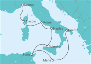 Itinéraire -  Malte, Tunisie, Italie, France - Costa Croisières