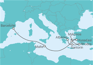 Itinéraire -  Grèce, Turquie, Malte - Celebrity Cruises