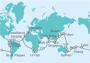 Itinéraire -  Tour du Monde 2026 Costa - Costa Croisières