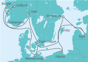 Itinéraire -  Allemagne, Pologne, Suède, Lettonie, Danemark, Norvège - MSC Croisières