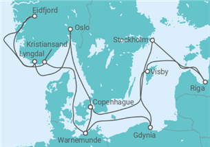 Itinéraire -  Allemagne, Norvège, Danemark, Pologne, Suède, Lettonie - MSC Croisières