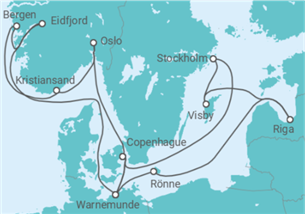Itinéraire -  Norvège, Danemark, Allemagne, Lettonie, Suède - MSC Croisières