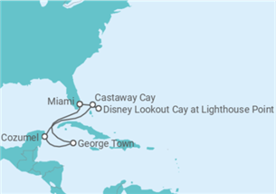 Itinéraire -  Mexique, Iles Caiman - Disney Cruise Line