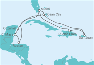 Itinéraire -  Honduras, Mexique, États-Unis, Porto Rico - Vols inclus - MSC Croisières