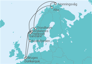 Itinéraire -  Soleil de Minuit et Fjords de Norvège - CFC Compagnie Française de Croisières
