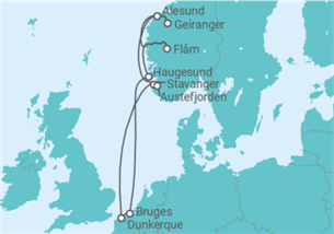 Itinéraire -  Fjords de Norvège - CFC Compagnie Française de Croisières