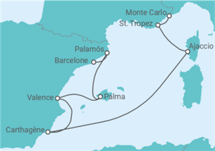 Itinéraire -  Espagne, France - Silversea