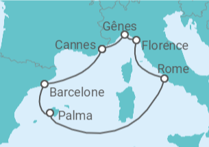 Itinéraire -  Italie, Espagne, France - MSC Croisières