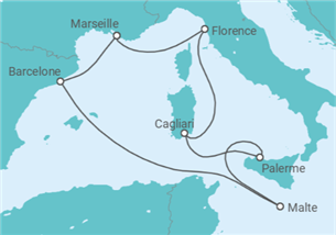 Itinéraire -  Italie, Malte, Espagne, France - MSC Croisières