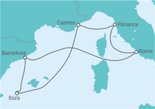 Itinéraire -  Italie, France, Espagne - Virgin Voyages
