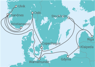 Itinéraire -  Allemagne, Norvège, Danemark, Pologne, Lituanie, Lettonie, Suède - MSC Croisières