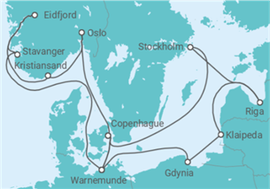 Itinéraire -  Pologne, Lituanie, Lettonie, Suède, Danemark, Allemagne, Norvège - MSC Croisières