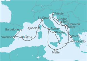 Itinéraire -  De Barcelone à Rome (Civitavecchia) - Cunard
