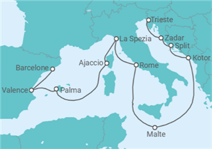 Itinéraire -  De Barcelone à Trieste (Italie) - Cunard
