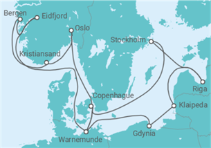 Itinéraire -  Pologne, Lituanie, Lettonie, Suède, Danemark, Allemagne, Norvège - MSC Croisières