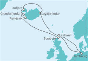 Itinéraire -  Islande, Royaume-Uni - Costa Croisières