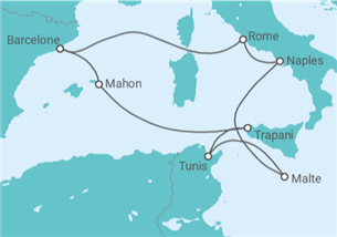 Itinéraire -  Italie, Malte, Tunisie, Espagne - Explora Journeys