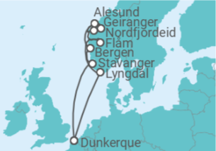 Itinéraire -  Fjords de Norvège - CFC Compagnie Française de Croisières