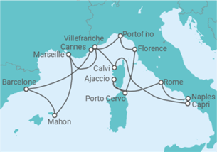 Itinéraire -  France, Italie, Espagne - Explora Journeys