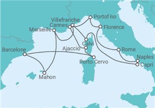 Itinéraire -  Italie, France, Espagne - Explora Journeys
