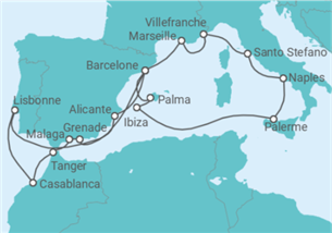 Itinéraire -  France, Italie, Espagne, Portugal, Maroc - Explora Journeys