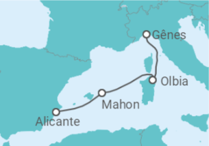Itinéraire -  Espagne, Italie - MSC Croisières
