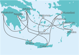 Itinéraire -  Vues panoramiques sur la mer Égée - Regent Seven Seas
