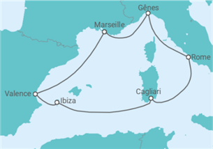Itinéraire -  Italie, France, Espagne TI - MSC Croisières