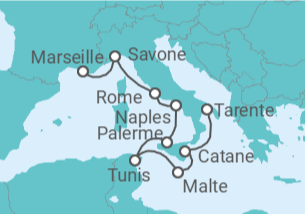 Itinéraire -  Italie, Tunisie, Malte TI - Costa Croisières