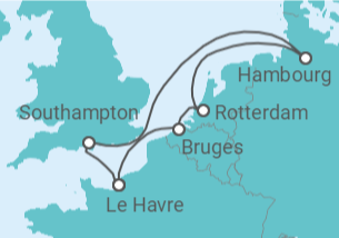 Itinéraire -  Hollande, Belgique, France, Royaume-Uni TI - MSC Croisières