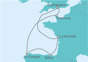 Itinéraire -  Espagne, France TI - MSC Croisières