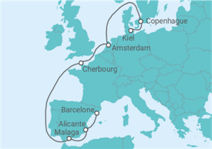 Itinéraire -  Danemark, Hollande, France, Espagne TI - MSC Croisières