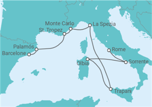 Itinéraire -  Espagne, France, Monaco, Italie - Regent Seven Seas