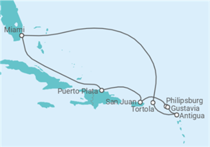 Itinéraire -  Porto Rico, Saint Martin, Guadeloupe, Antigua et Barbuda, Iles Vierges Britanniques - Regent Seven Seas