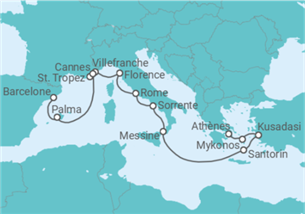 Itinéraire -  De Athènes (Le Pirée) à Barcelone - Regent Seven Seas