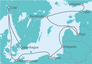 Itinéraire -  Norvège, Allemagne, Pologne, Lituanie, Lettonie, Suède, Estonie - Norwegian Cruise Line