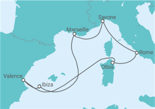 Itinéraire -  Italie, France, Espagne - Costa Croisières