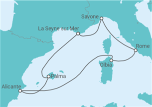 Itinéraire -  Italie, Espagne - Costa Croisières