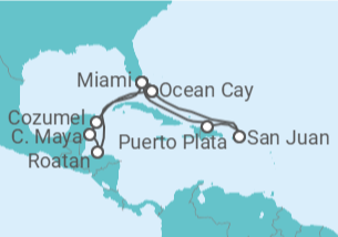 Itinéraire -  Porto Rico, États-Unis, Honduras, Mexique TI - MSC Croisières