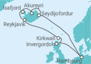 Itinéraire -  Islande, Royaume-Uni TI - Costa Croisières