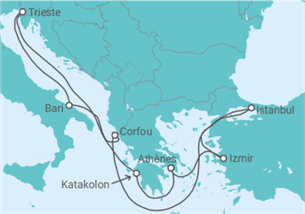 Itinéraire -  Turquie, Grèce, Italie - Boissons incluses - Vols inclus - MSC Croisières